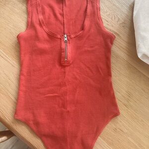 All Saints Coral Zip-Up top